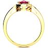 1 Carat Oval Shape Ruby and Halo Diamond Ring In 14K Yellow Gold Image-3