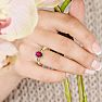1 Carat Oval Shape Ruby and Halo Diamond Ring In 14K Yellow Gold Image-6
