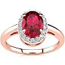1 Carat Oval Shape Ruby and Halo Diamond Ring In 14K Rose Gold Image-1