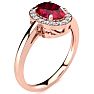 1 Carat Oval Shape Ruby and Halo Diamond Ring In 14K Rose Gold Image-2