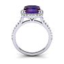 2 1/2 Carat Cushion Cut Amethyst and Halo Diamond Ring In 14K White Gold Image-3