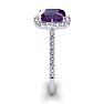 2 1/2 Carat Cushion Cut Amethyst and Halo Diamond Ring In 14K White Gold Image-4