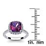 2 1/2 Carat Cushion Cut Amethyst and Halo Diamond Ring In 14K White Gold Image-5