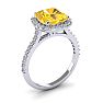 2 1/2 Carat Cushion Cut Citrine and Halo Diamond Ring In 14K White Gold Image-2