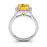 2 1/2 Carat Cushion Cut Citrine and Halo Diamond Ring In 14K White Gold Image-3