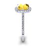2 1/2 Carat Cushion Cut Citrine and Halo Diamond Ring In 14K White Gold Image-4