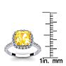 2 1/2 Carat Cushion Cut Citrine and Halo Diamond Ring In 14K White Gold Image-5