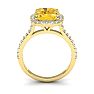 2 1/2 Carat Cushion Cut Citrine and Halo Diamond Ring In 14K Yellow Gold Image-3