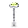 3 Carat Cushion Cut Peridot and Halo Diamond Ring In 14K White Gold Image-4