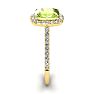 3 Carat Cushion Cut Peridot and Halo Diamond Ring In 14K Yellow Gold Image-4