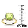 3 Carat Cushion Cut Peridot and Halo Diamond Ring In 14K Yellow Gold Image-5