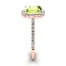 3 Carat Cushion Cut Peridot and Halo Diamond Ring In 14K Rose Gold Image-4