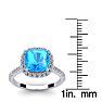 3 Carat Cushion Cut Blue Topaz and Halo Diamond Ring In 14K White Gold Image-5