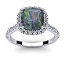 2-1/2 Carat Cushion Shape Mystic Topaz Ring With Diamond Halo In 14 Karat White Gold Image-1