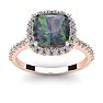 2-1/2 Carat Cushion Shape Mystic Topaz Ring With Diamond Halo In 14 Karat Rose Gold Image-1