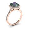 2-1/2 Carat Cushion Shape Mystic Topaz Ring With Diamond Halo In 14 Karat Rose Gold Image-2