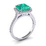 2 1/2 Carat Cushion Cut Emerald and Halo Diamond Ring In 14K White Gold Image-2