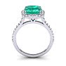 2 1/2 Carat Cushion Cut Emerald and Halo Diamond Ring In 14K White Gold Image-3
