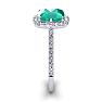 2 1/2 Carat Cushion Cut Emerald and Halo Diamond Ring In 14K White Gold Image-4