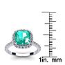 2 1/2 Carat Cushion Cut Emerald and Halo Diamond Ring In 14K White Gold Image-5