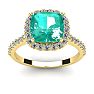 2 1/2 Carat Cushion Cut Emerald and Halo Diamond Ring In 14K Yellow Gold Image-1