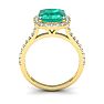 2 1/2 Carat Cushion Cut Emerald and Halo Diamond Ring In 14K Yellow Gold Image-3
