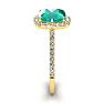 2 1/2 Carat Cushion Cut Emerald and Halo Diamond Ring In 14K Yellow Gold Image-4