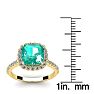 2 1/2 Carat Cushion Cut Emerald and Halo Diamond Ring In 14K Yellow Gold Image-5