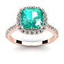 2 1/2 Carat Cushion Cut Emerald and Halo Diamond Ring In 14K Rose Gold
 Image-1