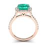2 1/2 Carat Cushion Cut Emerald and Halo Diamond Ring In 14K Rose Gold
 Image-3