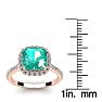 2 1/2 Carat Cushion Cut Emerald and Halo Diamond Ring In 14K Rose Gold
 Image-5