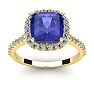 3 Carat Cushion Cut Tanzanite and Halo Diamond Ring In 14K Yellow Gold
 Image-1