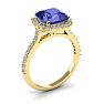 3 Carat Cushion Cut Tanzanite and Halo Diamond Ring In 14K Yellow Gold
 Image-2