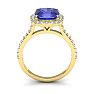 3 Carat Cushion Cut Tanzanite and Halo Diamond Ring In 14K Yellow Gold
 Image-3
