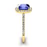 3 Carat Cushion Cut Tanzanite and Halo Diamond Ring In 14K Yellow Gold
 Image-4