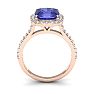 3 Carat Cushion Cut Tanzanite and Halo Diamond Ring In 14K Rose Gold
 Image-3