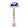 3 Carat Cushion Cut Tanzanite and Halo Diamond Ring In 14K Rose Gold
 Image-4