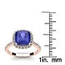 3 Carat Cushion Cut Tanzanite and Halo Diamond Ring In 14K Rose Gold
 Image-5