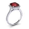 Garnet Ring: Garnet Jewelry: 3 3/4 Carat Cushion Cut Garnet and Halo Diamond Ring In 14K White Gold
 Image-2