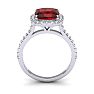 Garnet Ring: Garnet Jewelry: 3 3/4 Carat Cushion Cut Garnet and Halo Diamond Ring In 14K White Gold
 Image-3