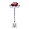 Garnet Ring: Garnet Jewelry: 3 3/4 Carat Cushion Cut Garnet and Halo Diamond Ring In 14K White Gold
 Image-4