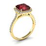Garnet Ring: Garnet Jewelry: 3 3/4 Carat Cushion Cut Garnet and Halo Diamond Ring In 14K Yellow Gold
 Image-2