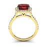 Garnet Ring: Garnet Jewelry: 3 3/4 Carat Cushion Cut Garnet and Halo Diamond Ring In 14K Yellow Gold
 Image-3