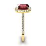 Garnet Ring: Garnet Jewelry: 3 3/4 Carat Cushion Cut Garnet and Halo Diamond Ring In 14K Yellow Gold
 Image-4