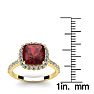 Garnet Ring: Garnet Jewelry: 3 3/4 Carat Cushion Cut Garnet and Halo Diamond Ring In 14K Yellow Gold
 Image-5