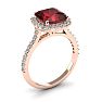 Garnet Ring: Garnet Jewelry: 3 3/4 Carat Cushion Cut Garnet and Halo Diamond Ring In 14K Rose Gold Image-2
