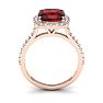 Garnet Ring: Garnet Jewelry: 3 3/4 Carat Cushion Cut Garnet and Halo Diamond Ring In 14K Rose Gold Image-3