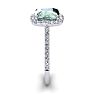 2 1/2 Carat Cushion Cut Green Amethyst and Halo Diamond Ring In 14K White Gold Image-4