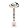 2 1/2 Carat Cushion Cut Green Amethyst and Halo Diamond Ring In 14K Rose Gold Image-4