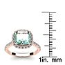 2 1/2 Carat Cushion Cut Green Amethyst and Halo Diamond Ring In 14K Rose Gold Image-5